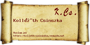 Kolláth Csinszka névjegykártya